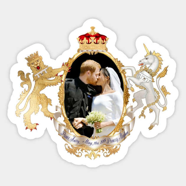 Royal Wedding Kiss, Harry + Meghan Sticker by PixDezines